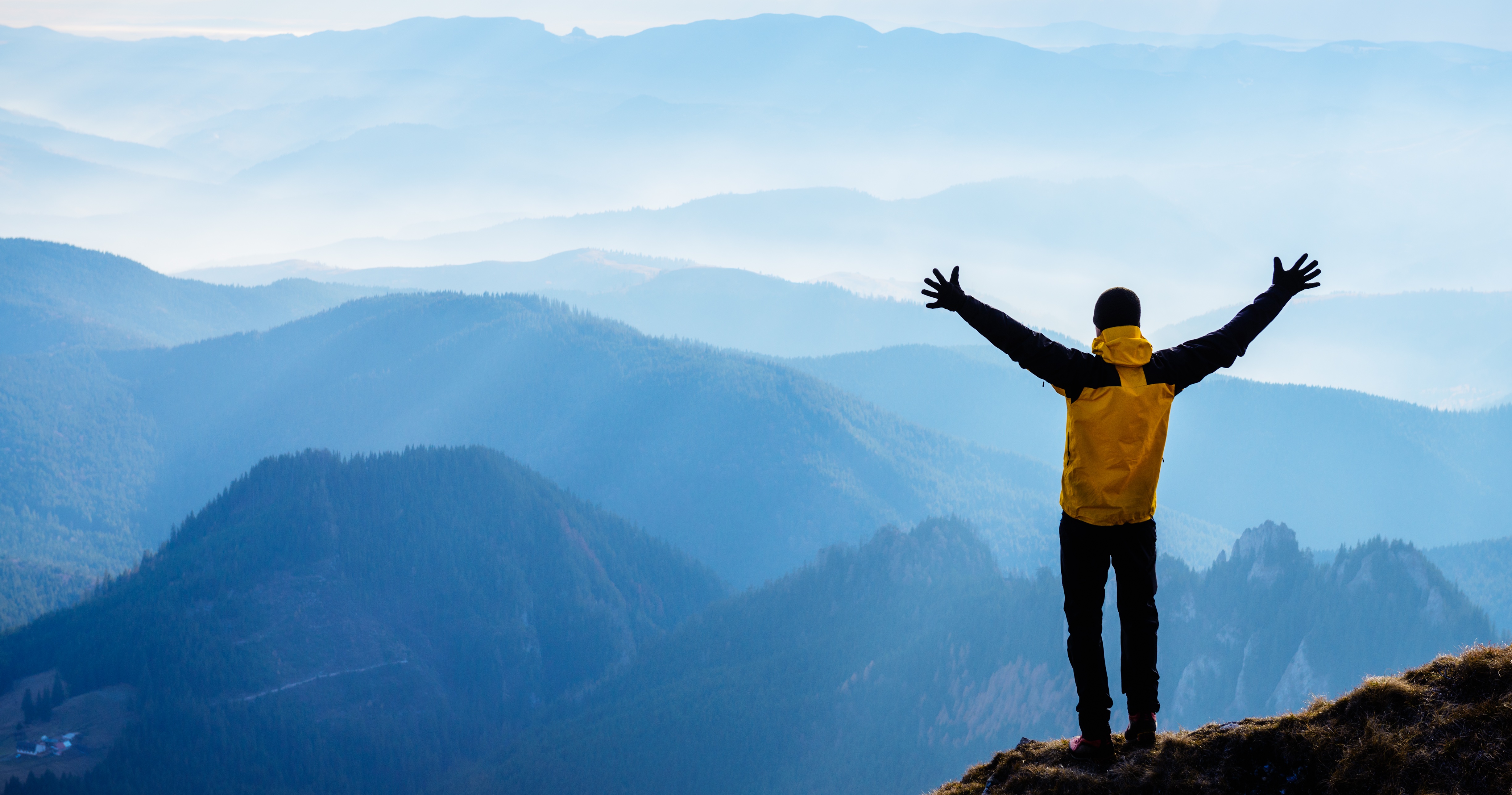Man on mountain range